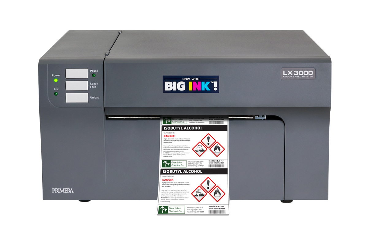 LX3000 Color Label Printer with Chemical Label Output