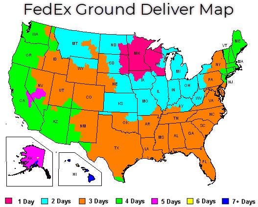 fedex delivery map