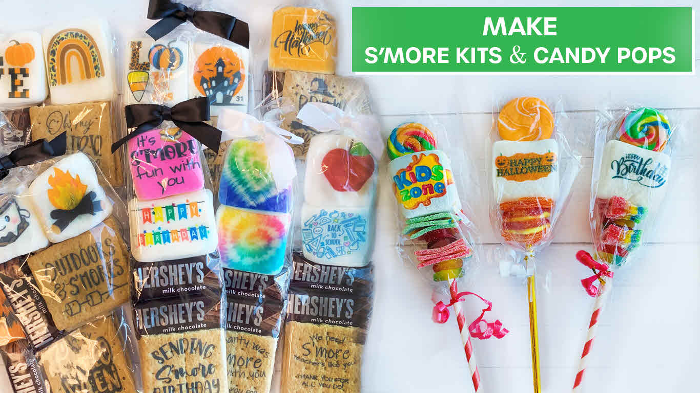 S'more Kits And Candy Pops Printed on by Edible Image Printer